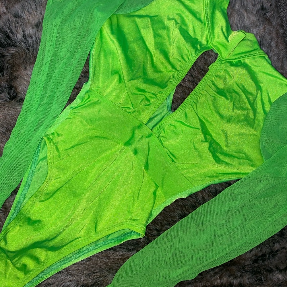 One piece long sleeve green